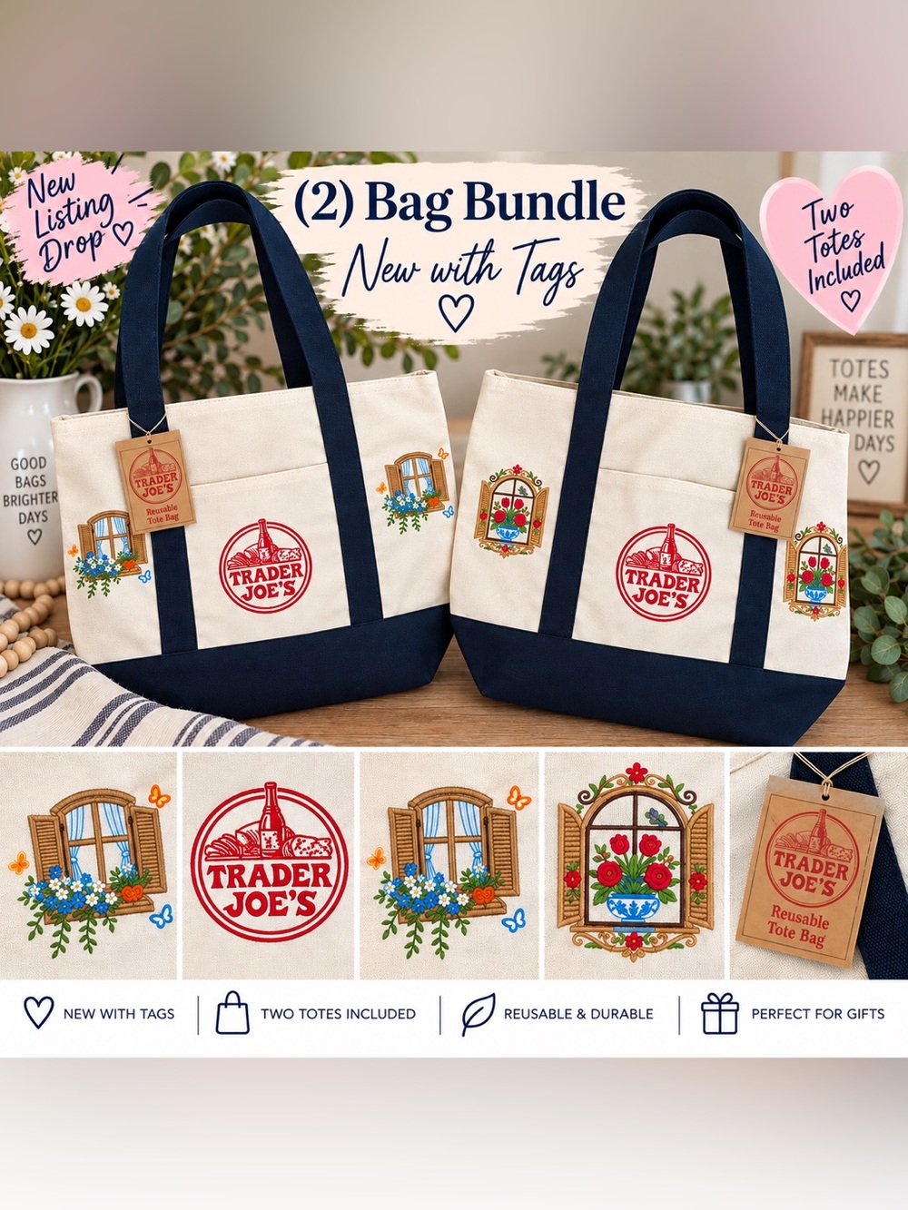 (2) BAG BUNDLE — NEW WITH TAGS 🌸🪟